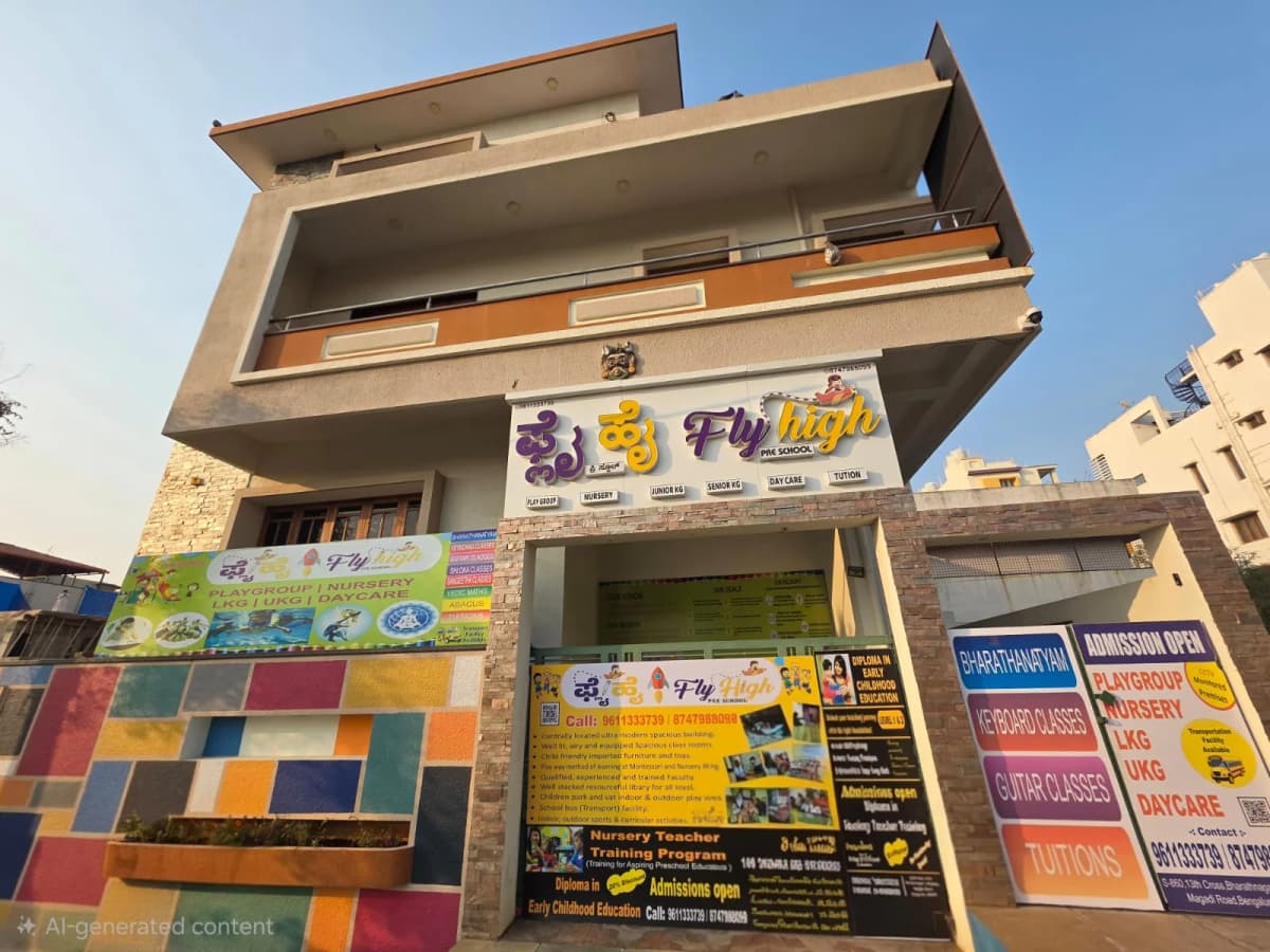 FlyHigh Pre School front exterior — evening