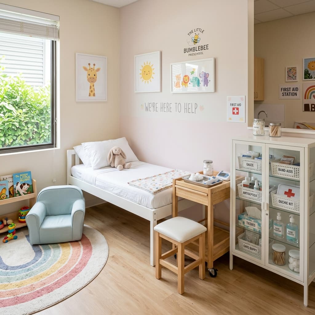 Clean and child-friendly first-aid room at FlyHigh Pre School