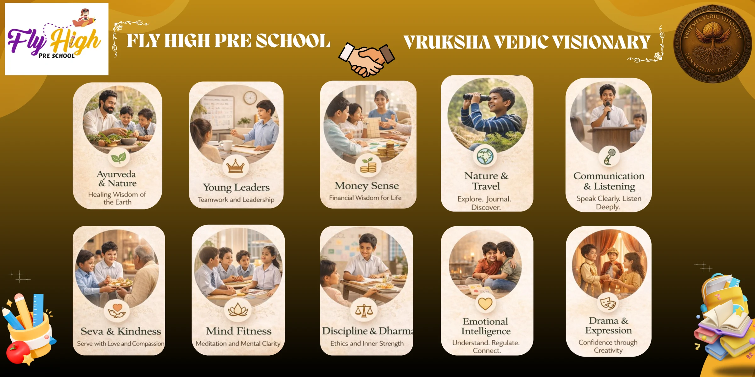 FlyHigh Pre School × Vruksha Vedic Visionary — 10 Realm Partnership
